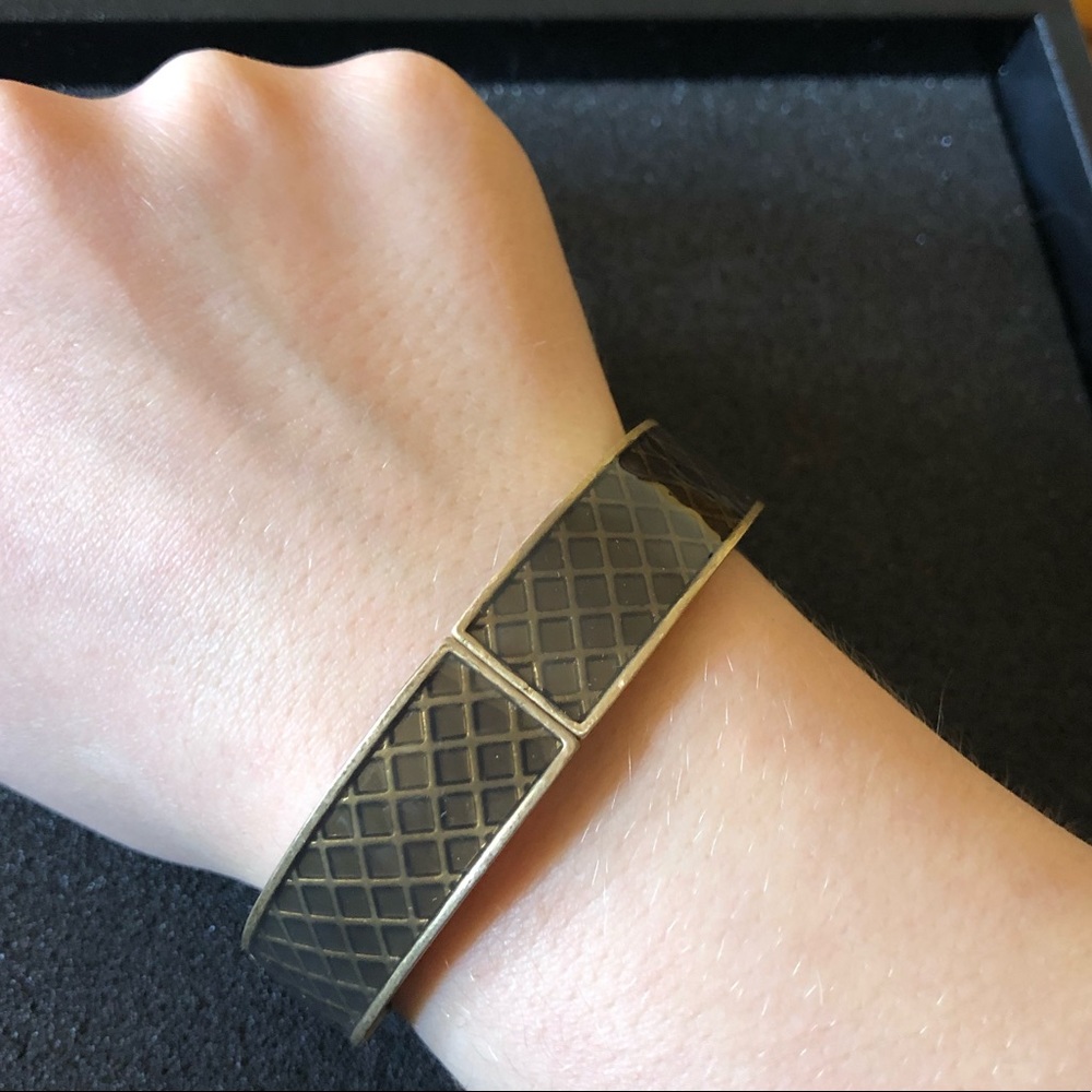 Lia Sophia Gold and Tan Geometric Cuff Bracelet